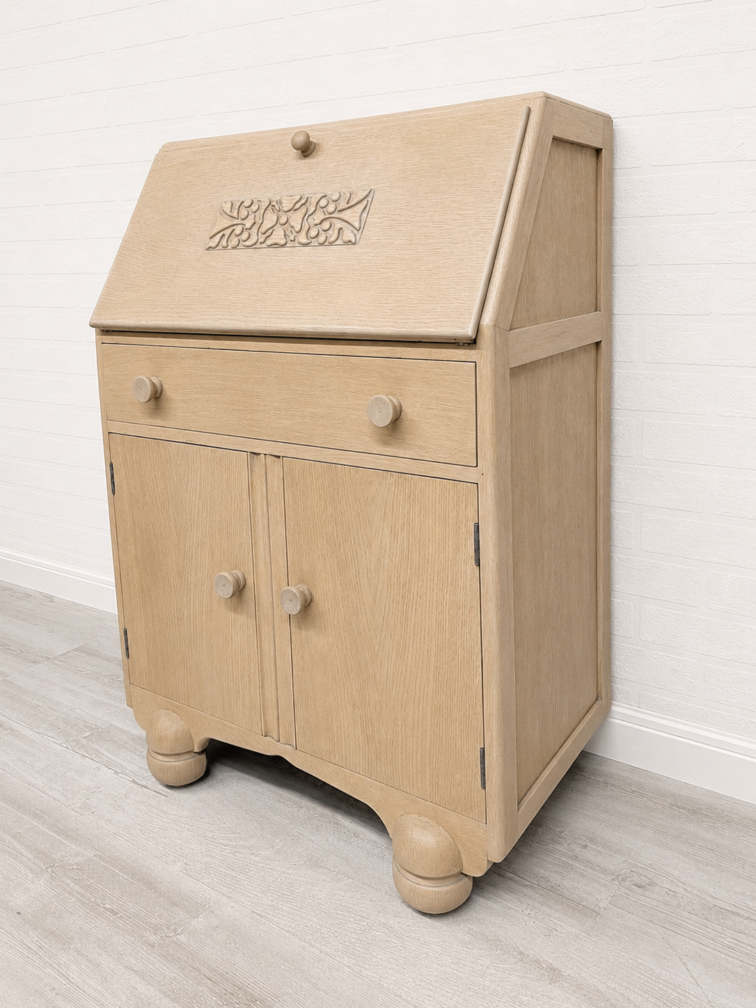 Art Deco Solid Oak Bureau - Image 4